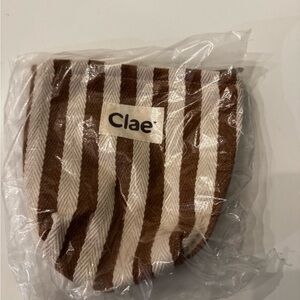 Clae Striped Canvas Mini Tote Bag | Brown & Cream | New